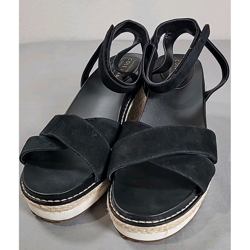 Cole Haan Cloudfeel Grandseries Black Suede Espadrille Wedge Sandals Womens 8.5 - Picture 4 of 8